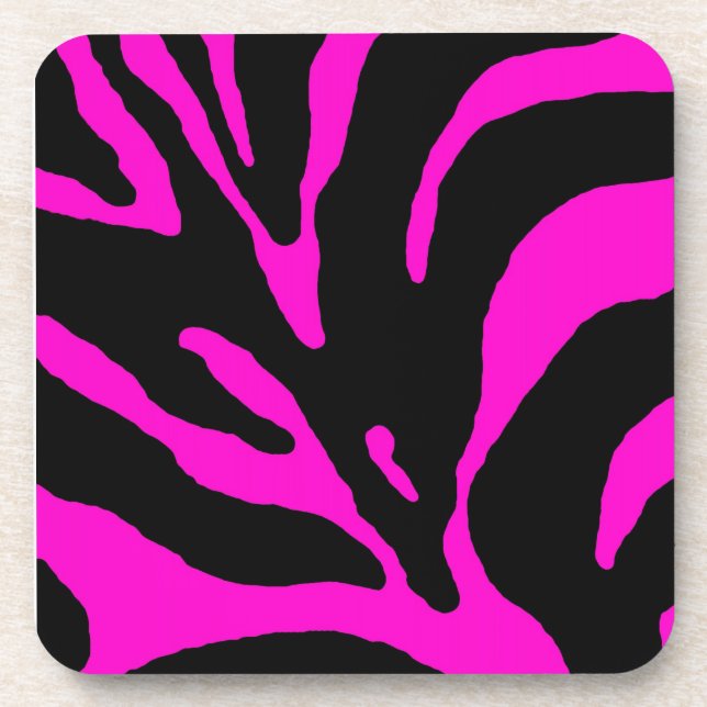 Pink Zebra Stripe Animal Print Coaster (Front)