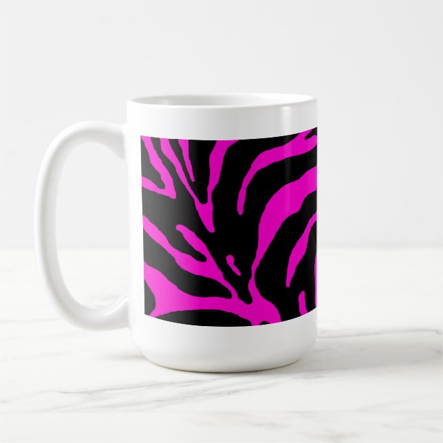 Pink Zebra Stripe Animal Print Coffee Mug (Left)