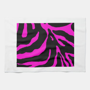 Pink Zebra Stripe Animal Print Kitchen Towel
