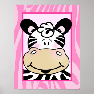 Pink Zebra Stripe Baby Girl Art Print 11 x 14