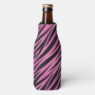 Pink Zebra Stripe Background Bottle Cooler