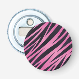 Pink Zebra Stripe Background Bottle Opener