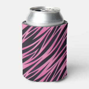 Pink Zebra Stripe Background Can Cooler