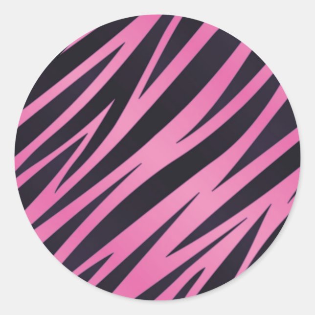 Pink Zebra Stripe Background Classic Round Sticker (Front)