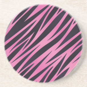 Pink Zebra Stripe Background Coaster