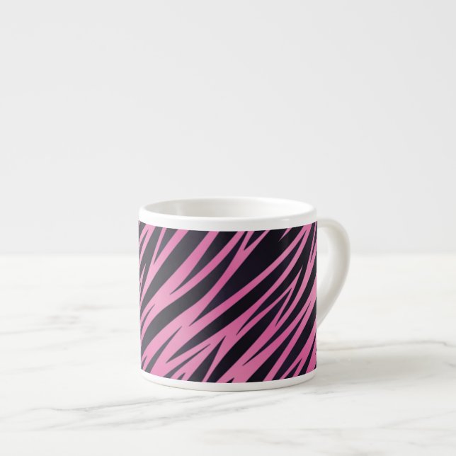 Pink Zebra Stripe Background Espresso Cup (Front Right)