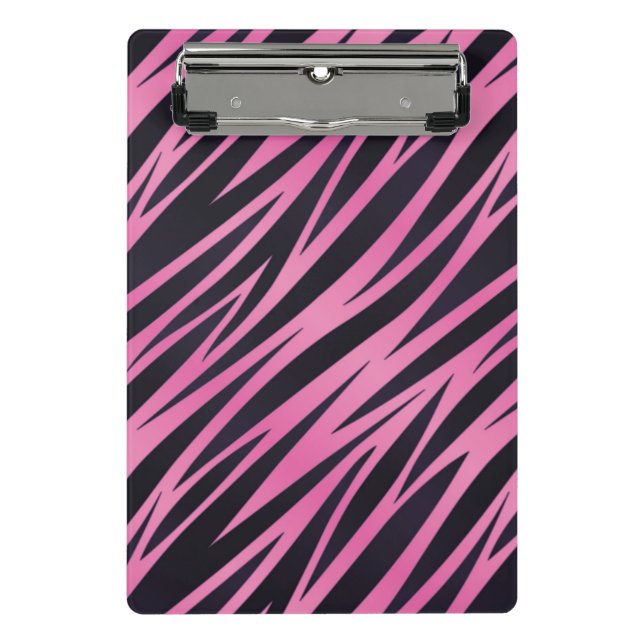 Pink Zebra Stripe Background Mini Clipboard (Front)
