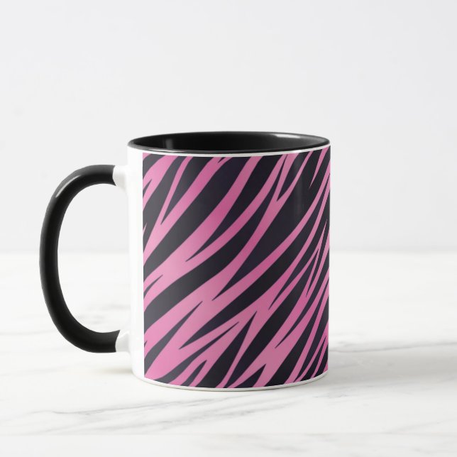 Pink Zebra Stripe Background Mug (Left)