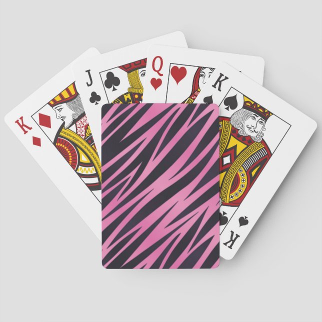 Pink Zebra Stripe Background Playing Cards (Back)