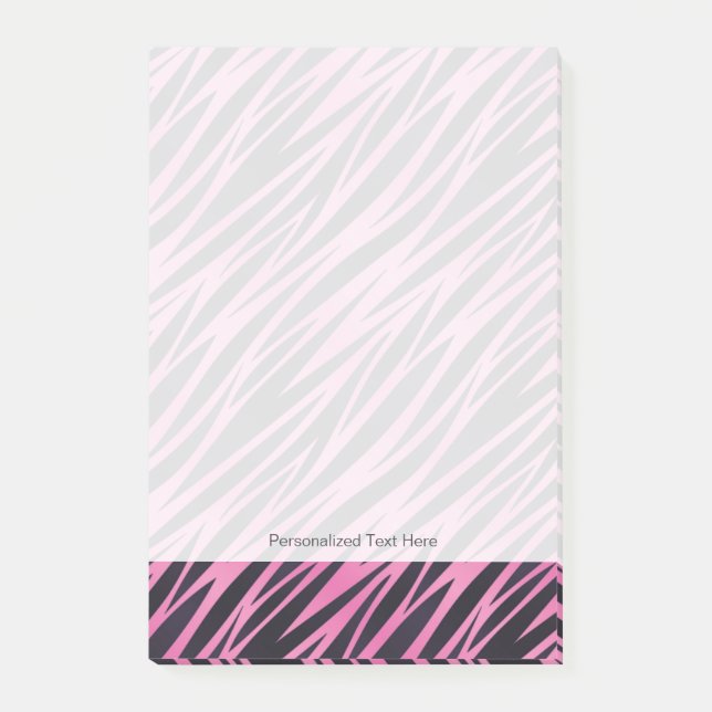 Pink Zebra Stripe Background Post-it Notes (Front)