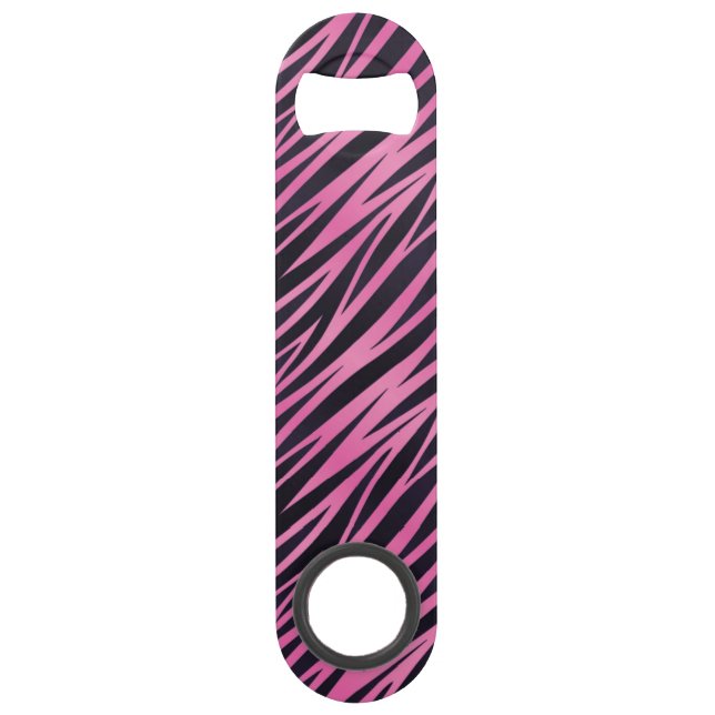 Pink Zebra Stripe Background Speed Bottle Opener (Front)