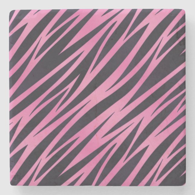 Pink Zebra Stripe Background Stone Coaster (Front)
