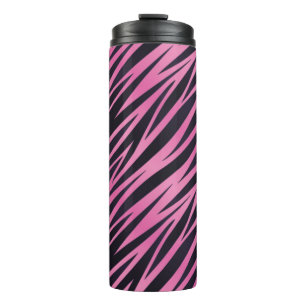 Pink Zebra Stripe Background Thermal Tumbler