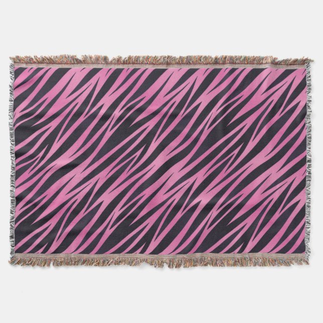 Pink Zebra Stripe Background Throw Blanket (Front)