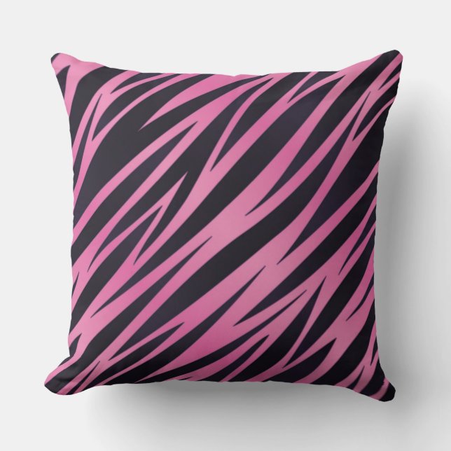 Pink Zebra Stripe Background Throw Pillow (Front)