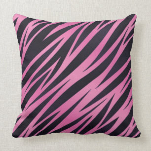Pink Zebra Stripe Background Throw Pillow