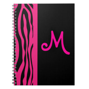 Pink Zebra Stripe Monogram Notebook
