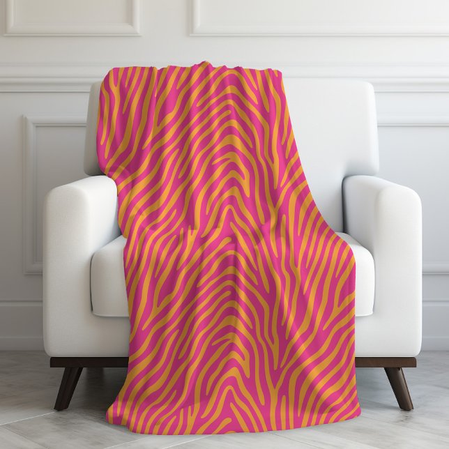 Pink Zebra Striped Change Background Colour Fleece Blanket (Pink Zebra Striped Change Background Color Fleece Blanket)