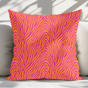 Pink Zebra Striped Change Background Colour Throw Pillow