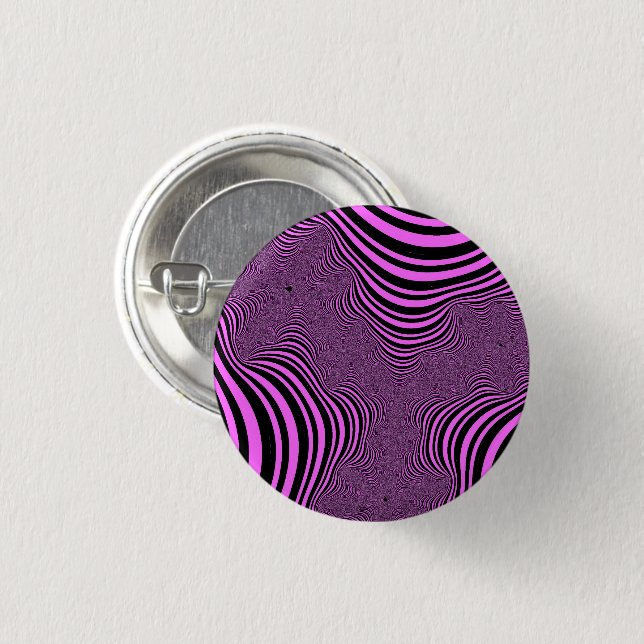 Pink Zebra Stripes 1 Inch Round Button (Front & Back)