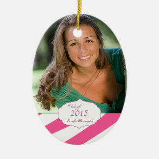 Pink zebra stripes graduation photo ornament