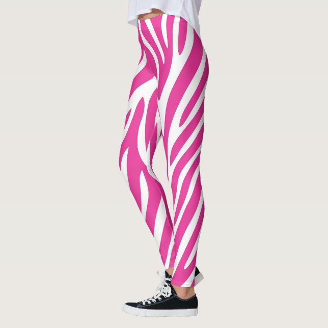 Pink Zebra Stripes Leggings (Left)