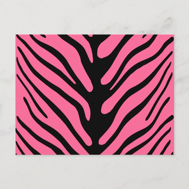 Pink Zebra Stripes Postcard (Front)