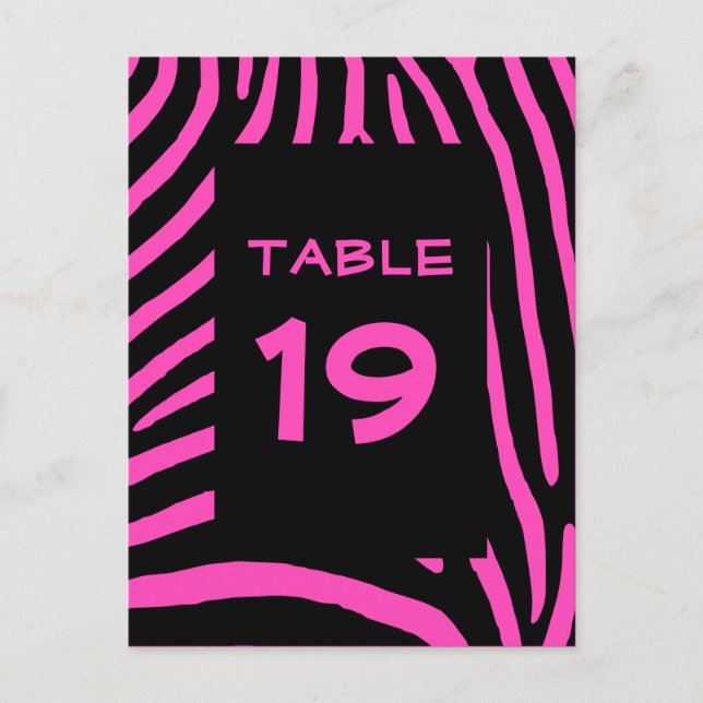 Pink Zebra Stripes Table Number Postcard (Front)