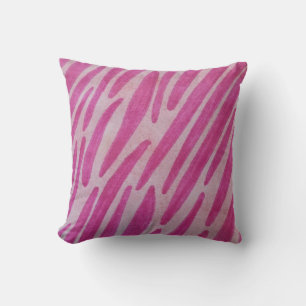 Pink zebra stripes throw pillow