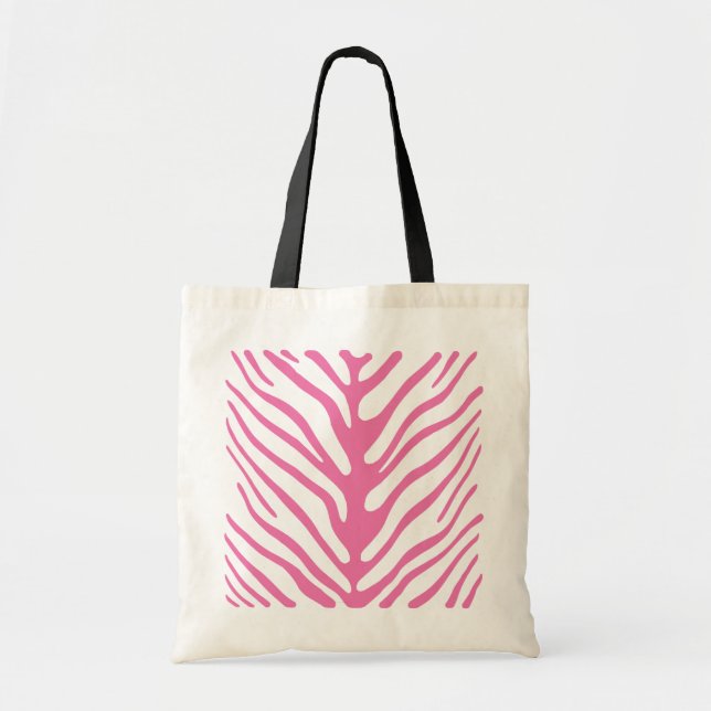 Pink Zebra Stripes Tote Bag (Front)