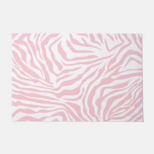 Pink Zebra Stripes Wild Animal Print Zebra Pattern Doormat