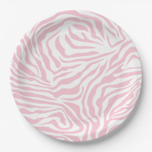 Pink Zebra Stripes Wild Animal Print Zebra Pattern Paper Plate