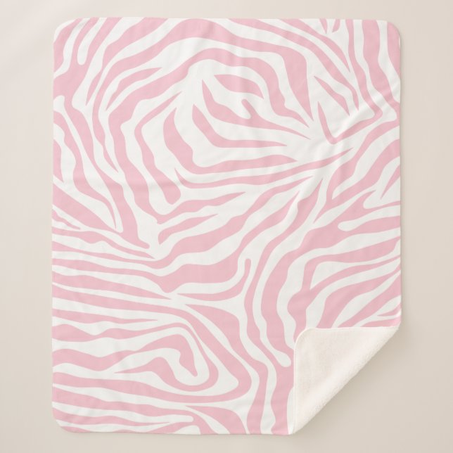 Pink Zebra Stripes Wild Animal Print Zebra Pattern Sherpa Blanket (Front)