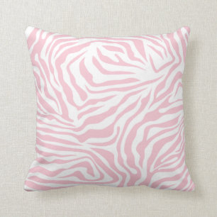 Pink Zebra Stripes Wild Animal Print Zebra Pattern Throw Pillow