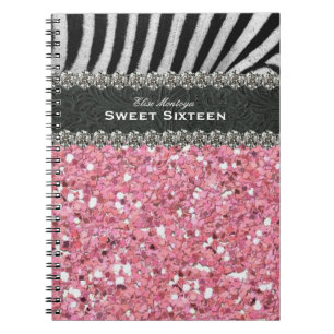Pink Zebra Sweet Sixteen Personalized Notebook