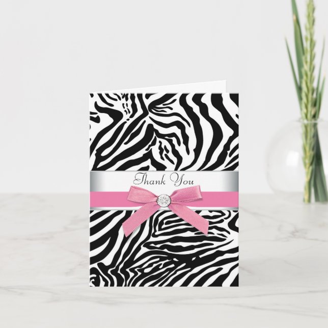 Pink Zebra Thank You Cards (Front)