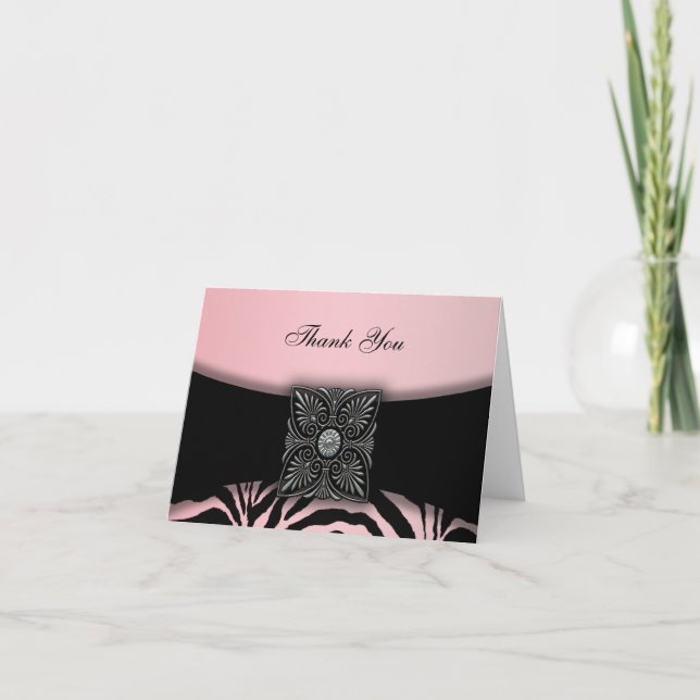 Pink Zebra Thank You Cards (Front)