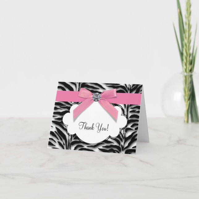 Pink Zebra Thank You Cards (Front)