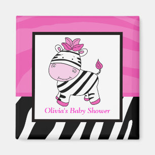 Pink Zebra Wild Jungle Rectangle Favour Magnet