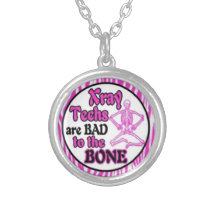Pink zebra x-ray tech bad to the bone necklace