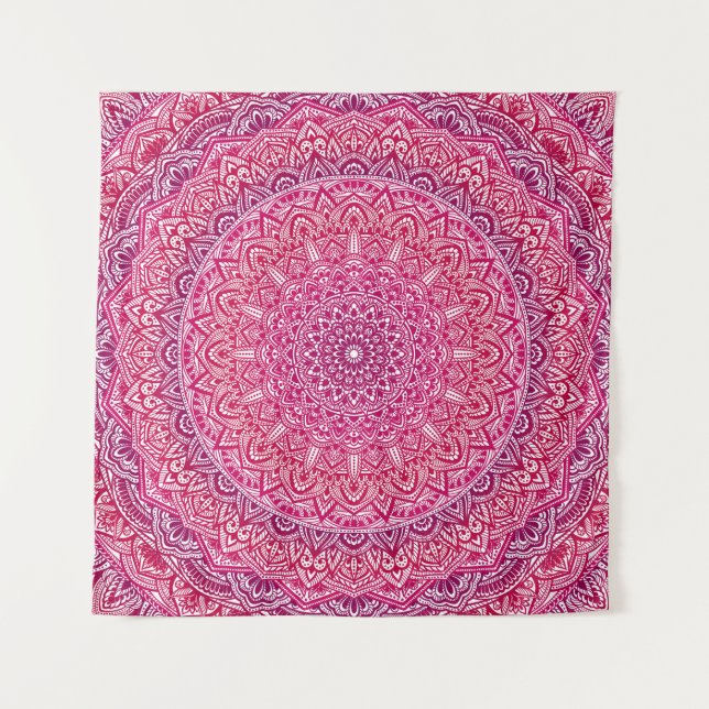 Pink Zen Mandala Pretty boho lace Tapestry (Front)
