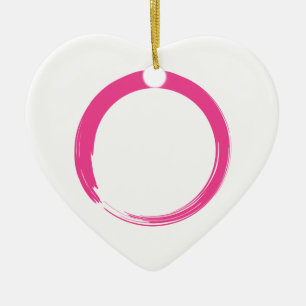 Pink Zen Symbol / Enso Circle Ceramic Ornament