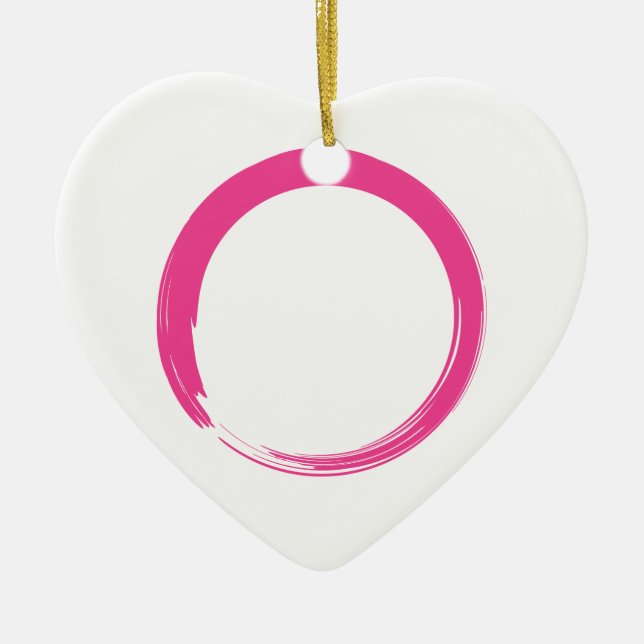 Pink Zen Symbol / Enso Circle Ceramic Ornament (Front)