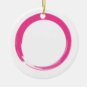 Pink Zen Symbol / Enso Circle Ceramic Ornament