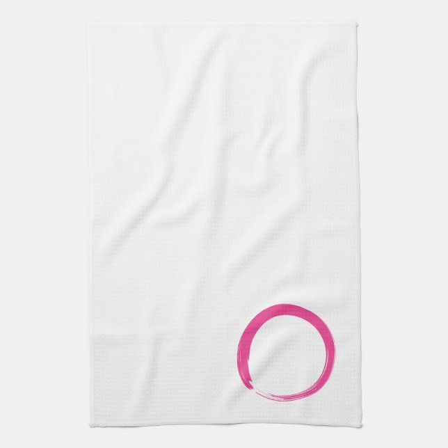 Pink Zen Symbol / Enso Circle Kitchen Towel (Vertical)