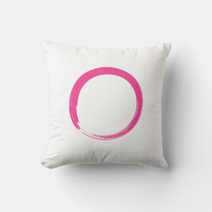 Pink Zen Symbol / Enso Circle Throw Pillow