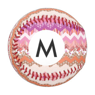 Pink zigzag background baseball