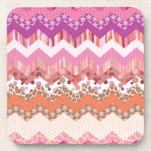 Pink zigzag background coaster