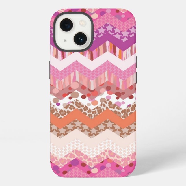 Pink zigzag background iPhone case (Back)
