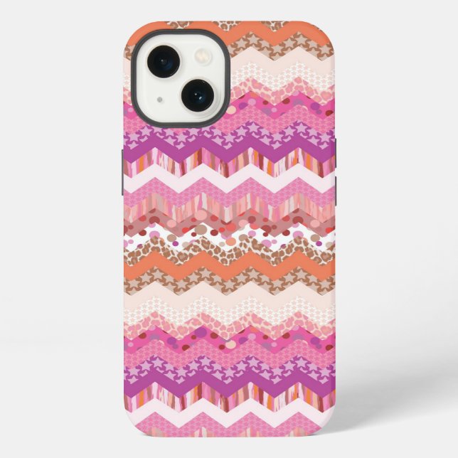 Pink zigzag background iPhone case (Back)